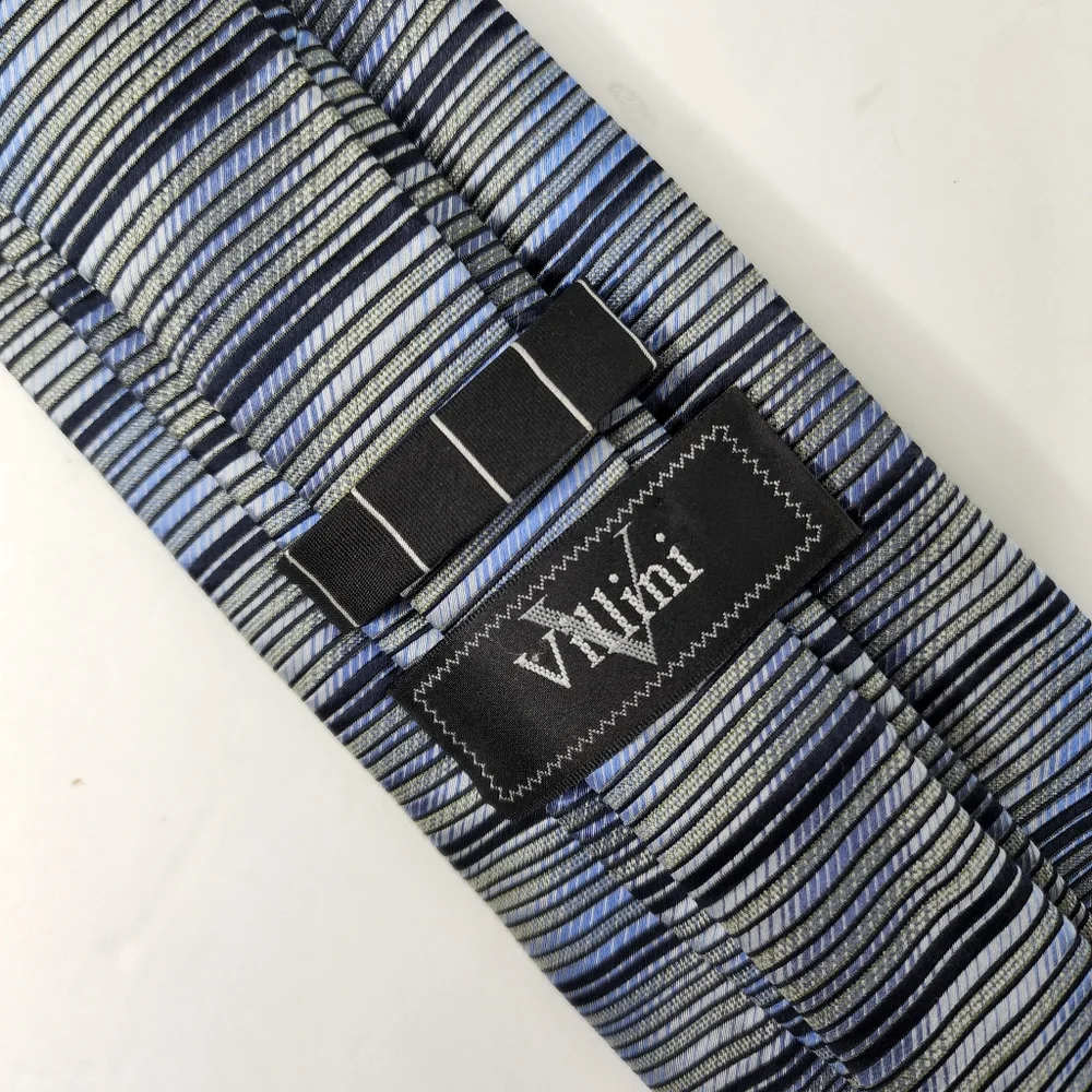 VILLINI Blue / Silver Silk 7 Fold Tie.